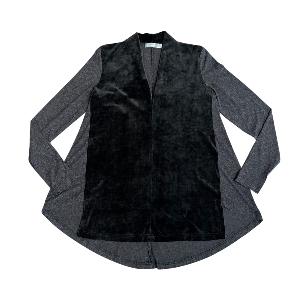 Alembika Velour & Knit Jersey V neck Long Sleeve Tunic Top Sz 1/Small Black - Picture 8 of 13